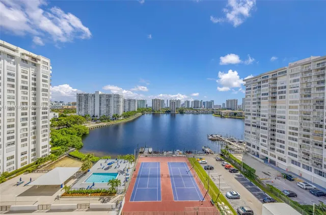 a view of a city with ocean view