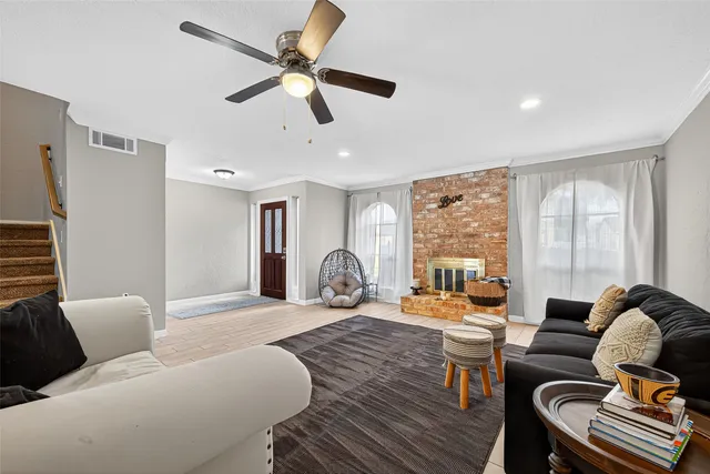 a living room with furniture