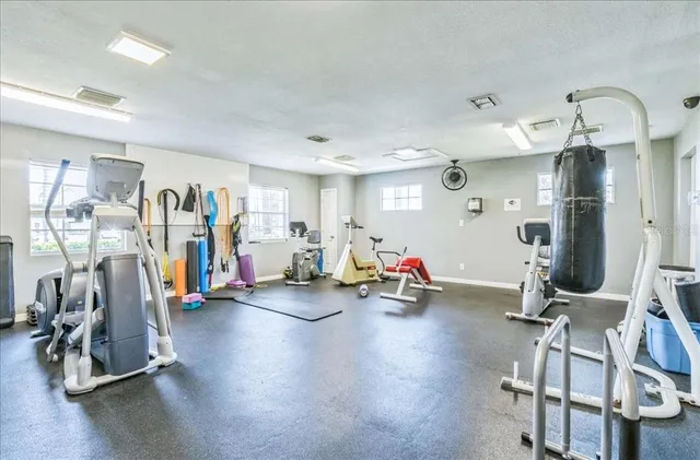 a view of a room with gym equipment