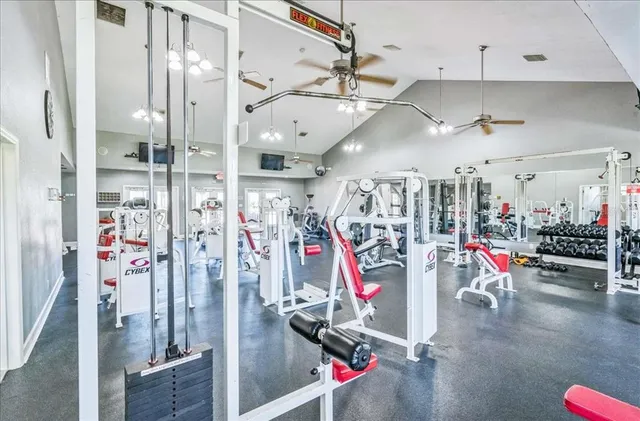 a view of a room with gym equipment