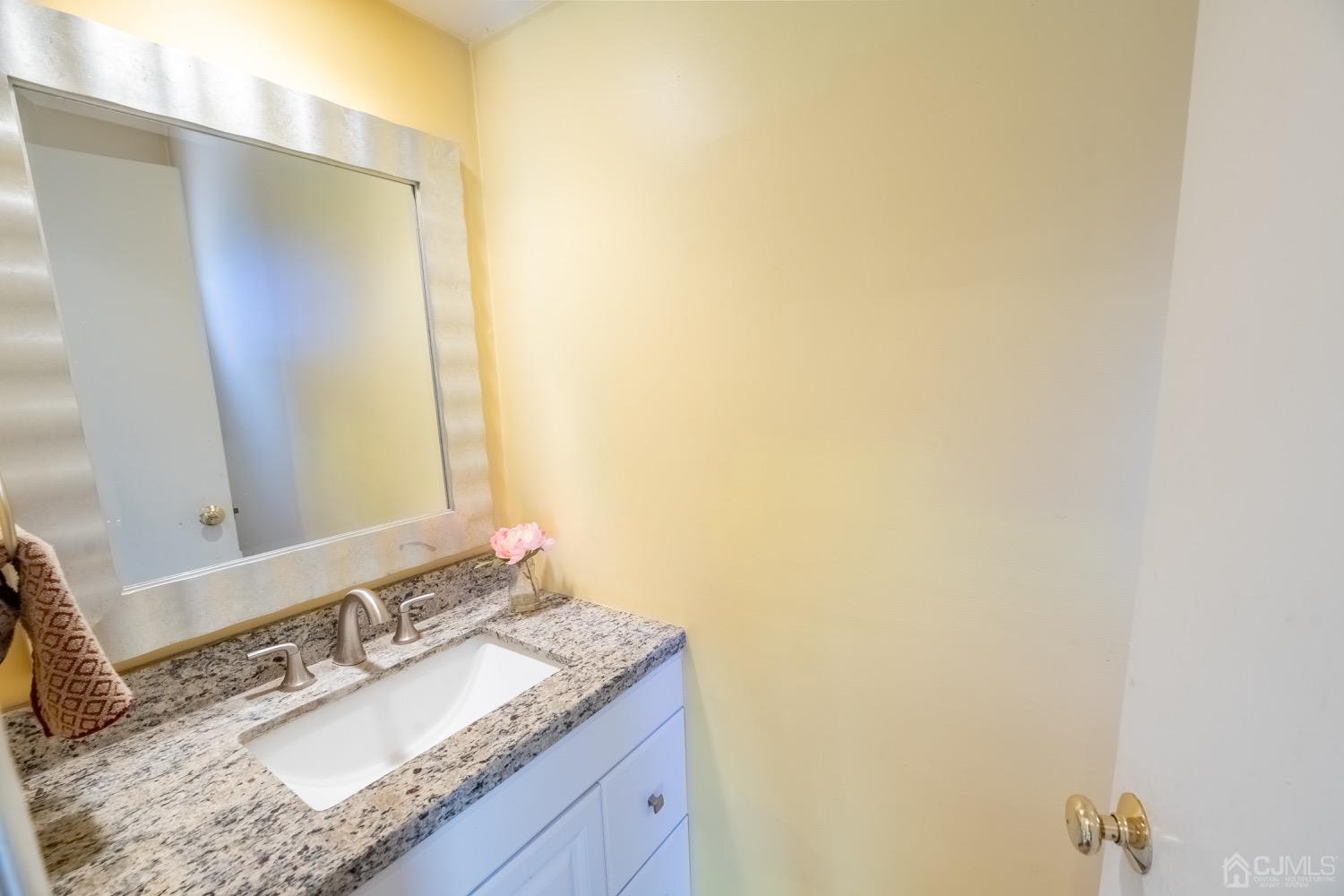 4602 Stonehedge Road Edison, NJ 08820 - Photo 10 of 87 a bathroom with a granite countertop sink and a mirror