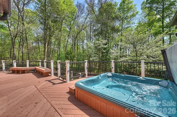a view of a backyard with sitting area