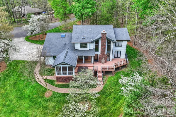 an aerial view of a house