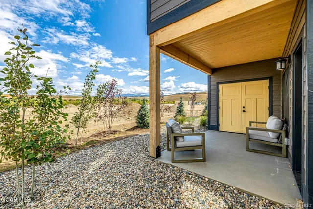 a building outdoor space with patio furniture