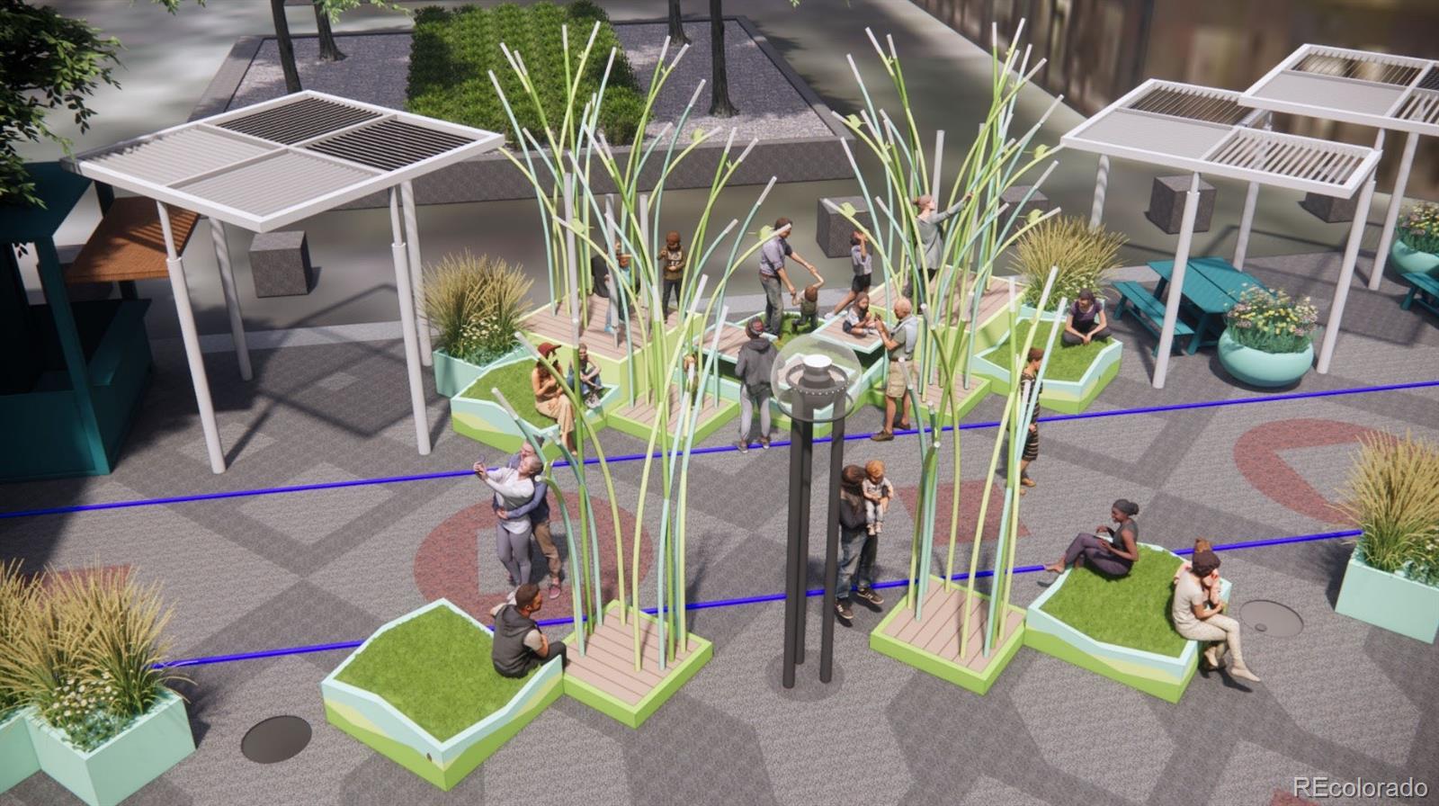 1625 Larimer Street, Unit 905 Denver, CO 80202 - Photo 2 of 12 a backyard of a house with table and chairs