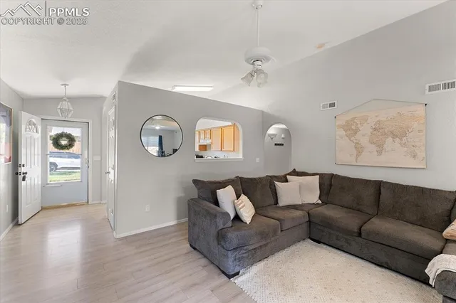 a living room with furniture