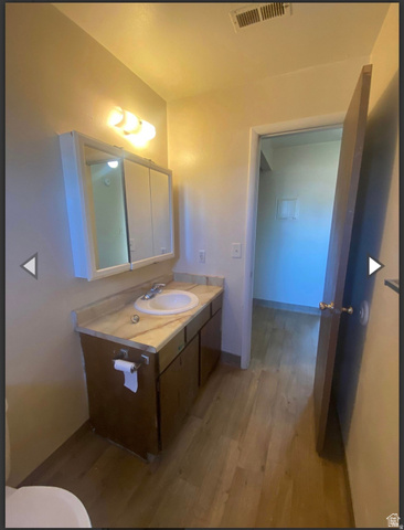 106 East Richelman Lane Wellington, UT 84542 - Photo 26 of 35 Bathroom featuring light wood-style floors and vanity