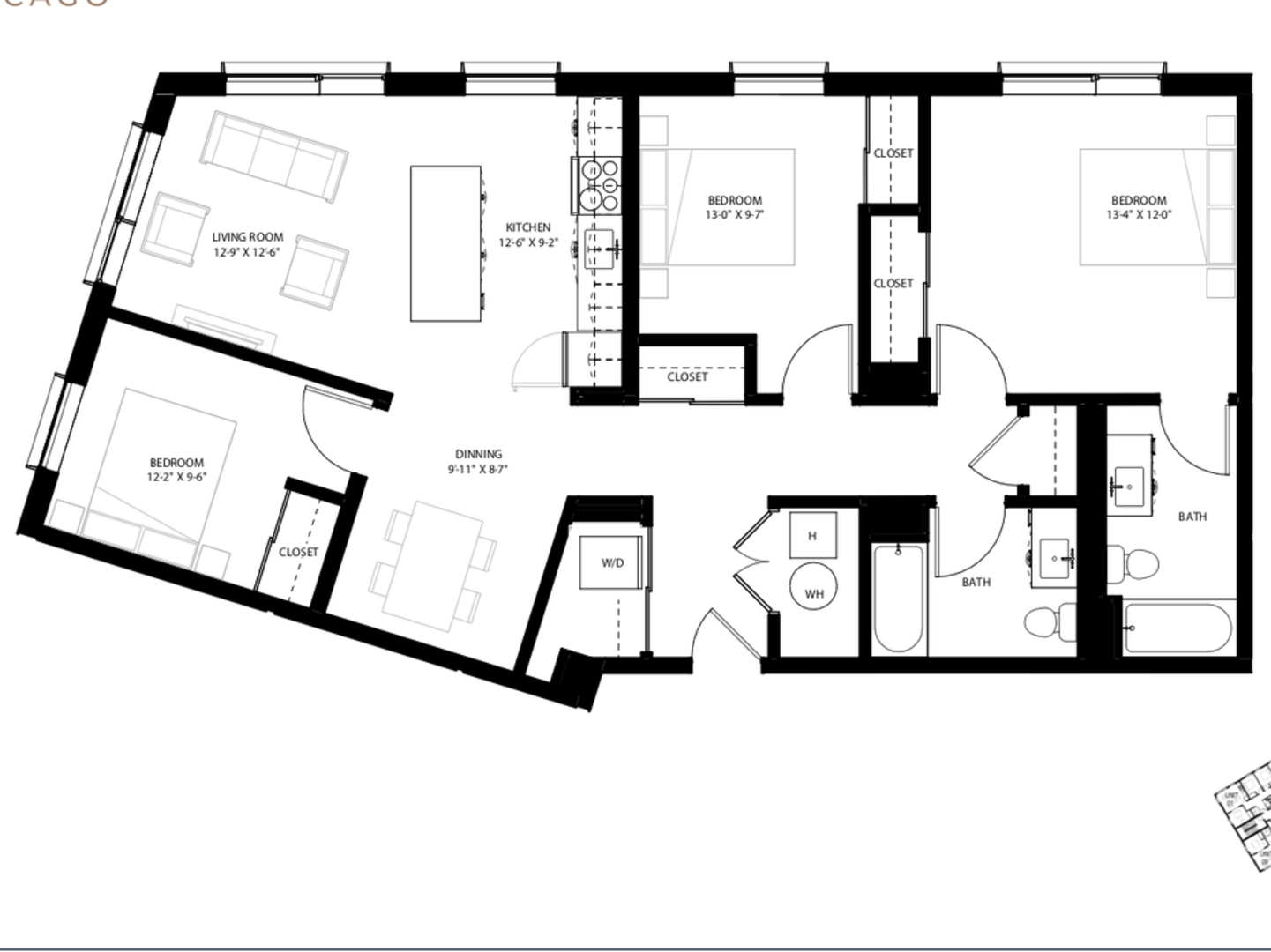 Undisclosed Address Chicago, IL 60642 - Photo 15 of 15 a picture of a wall with a white and a bed