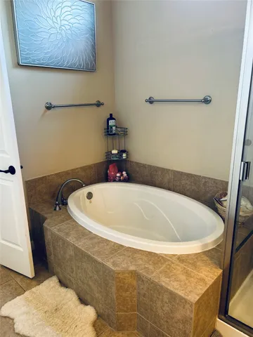 a bathroom with a tub