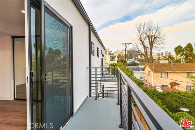 a balcony with street view