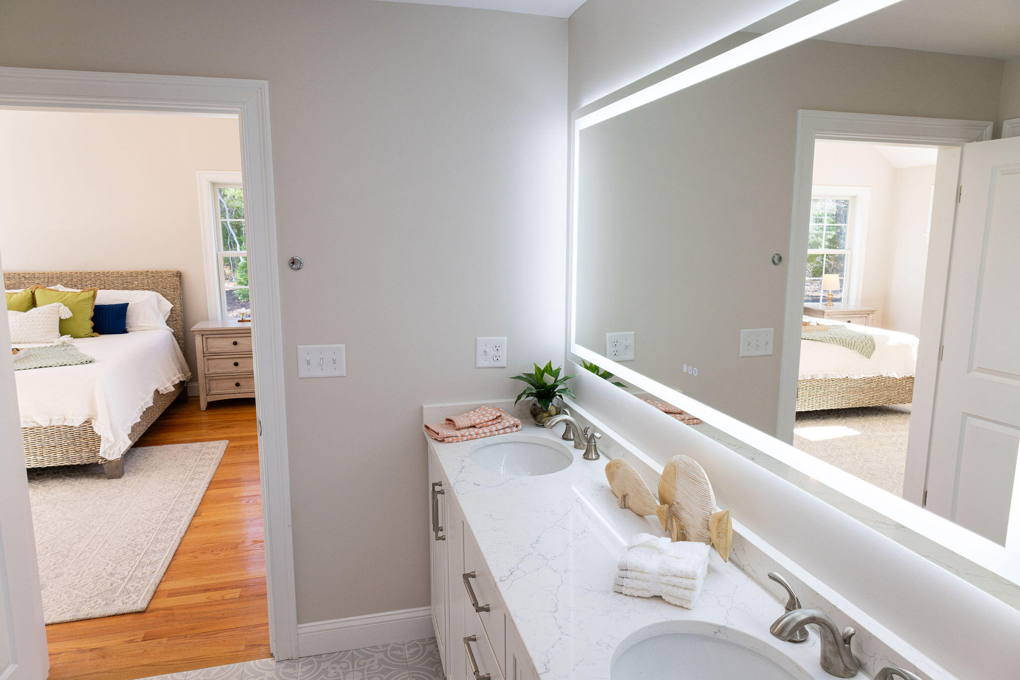 55 Blue Castle Drive Mashpee, MA 02649 - Photo 42 of 52 a en suite bathroom with a granite countertop tub and a large window