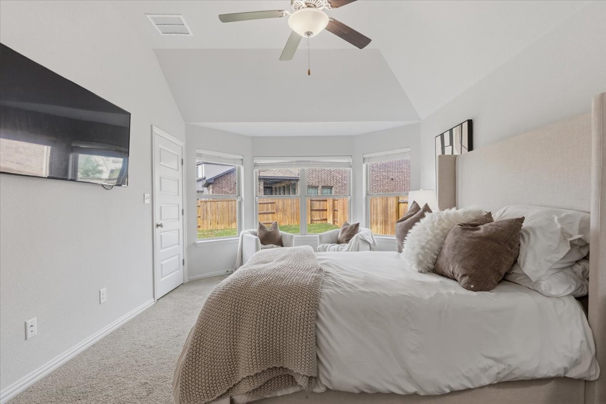 366 Cold Riv Run Kyle, TX 78640 - Photo 13 of 31 Vaulted ceiling room featuring carpet flooring and a bay window