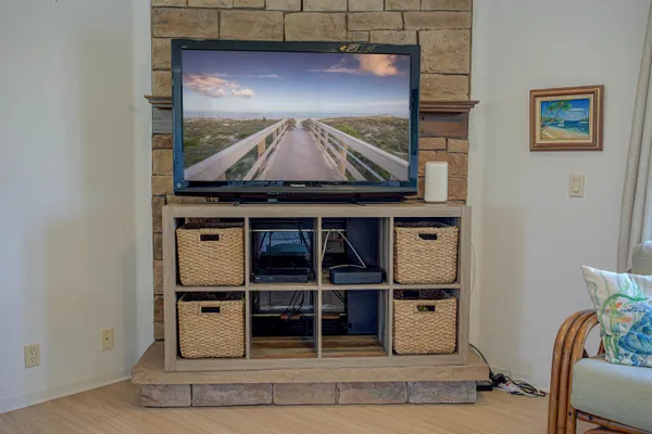 a living room with furniture
