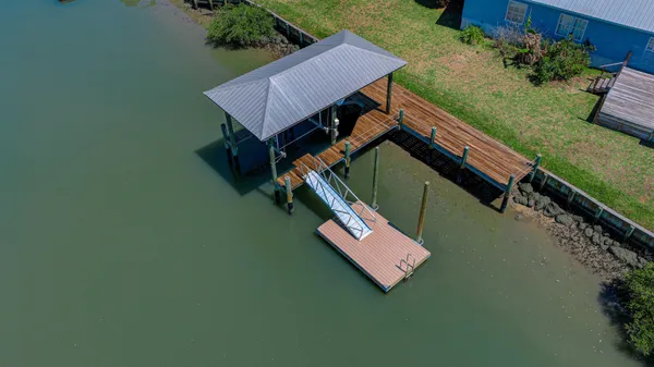 an aerial view of a house