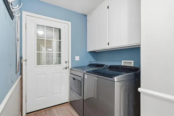 a workspace with furniture and a table