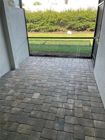 a view of a garden from a window