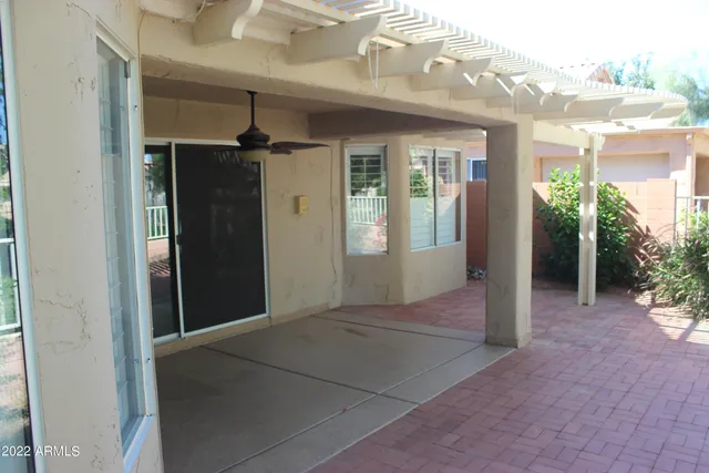 a view of a porch with a yard