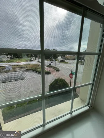 a view of a glass door