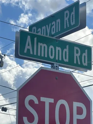 a view of a red sign board