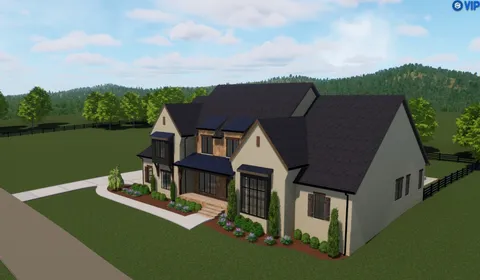 an aerial view of a house with swimming pool lake view and mountain view