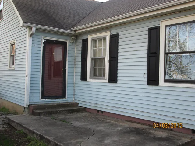 a view of a house with white door