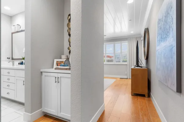 a view of entryway with wooden floor