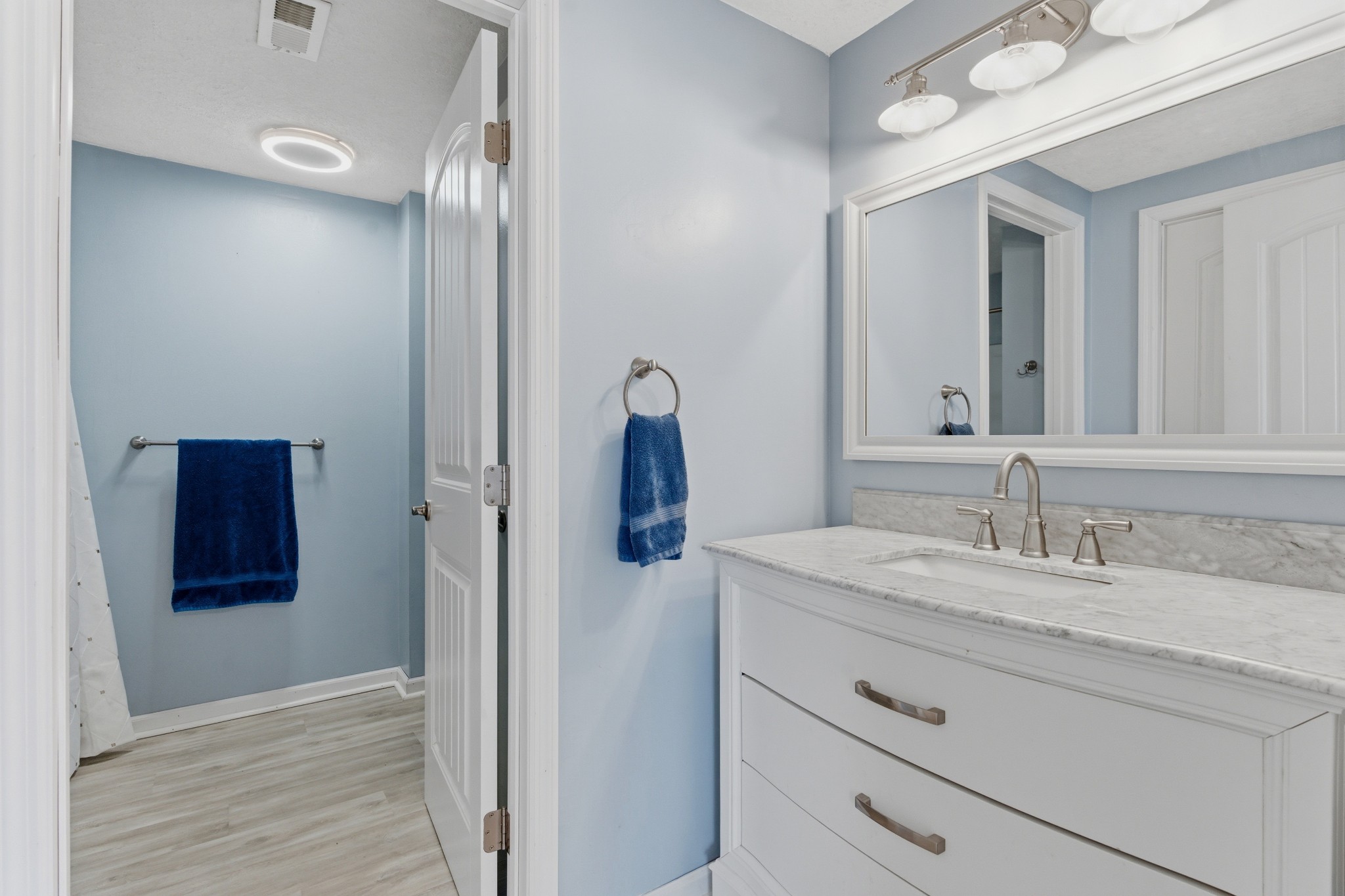551 Mt Pleasant Road Kingston Springs, TN 37082 - Photo 38 of 68 a bathroom with a sink and a mirror