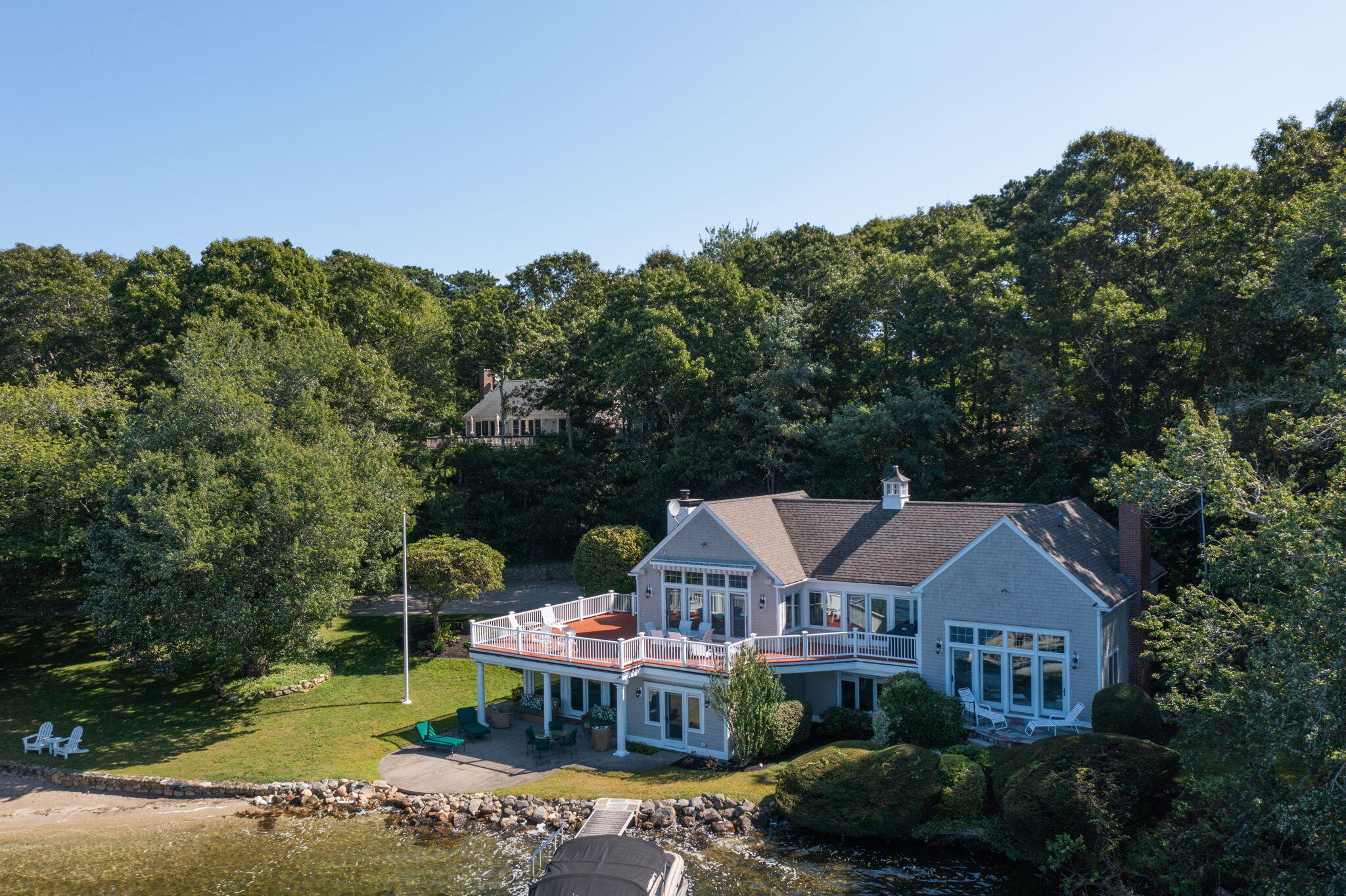 99 Center Lane Centerville, MA 02632 - Photo 84 of 89 an aerial view of a house with swimming pool and green space