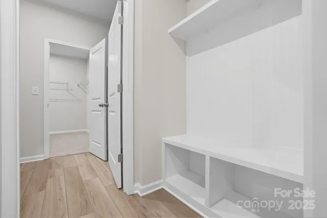 a view of an empty walk in closet