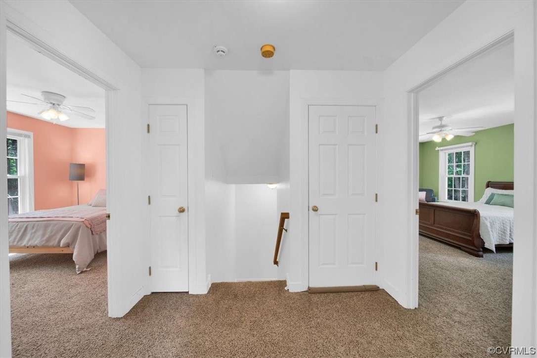 12516 Eagle Ridge Road Henrico, VA 23233 - Photo 27 of 48 Hallway featuring carpet and natural light, linen closet and access to walk up attic