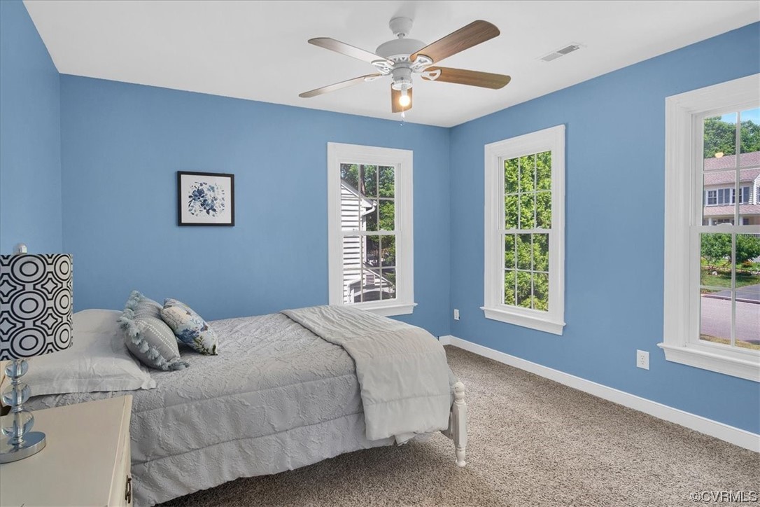 12516 Eagle Ridge Road Henrico, VA 23233 - Photo 38 of 48 Bedroom featuring a ceiling fan, carpet, and natural light