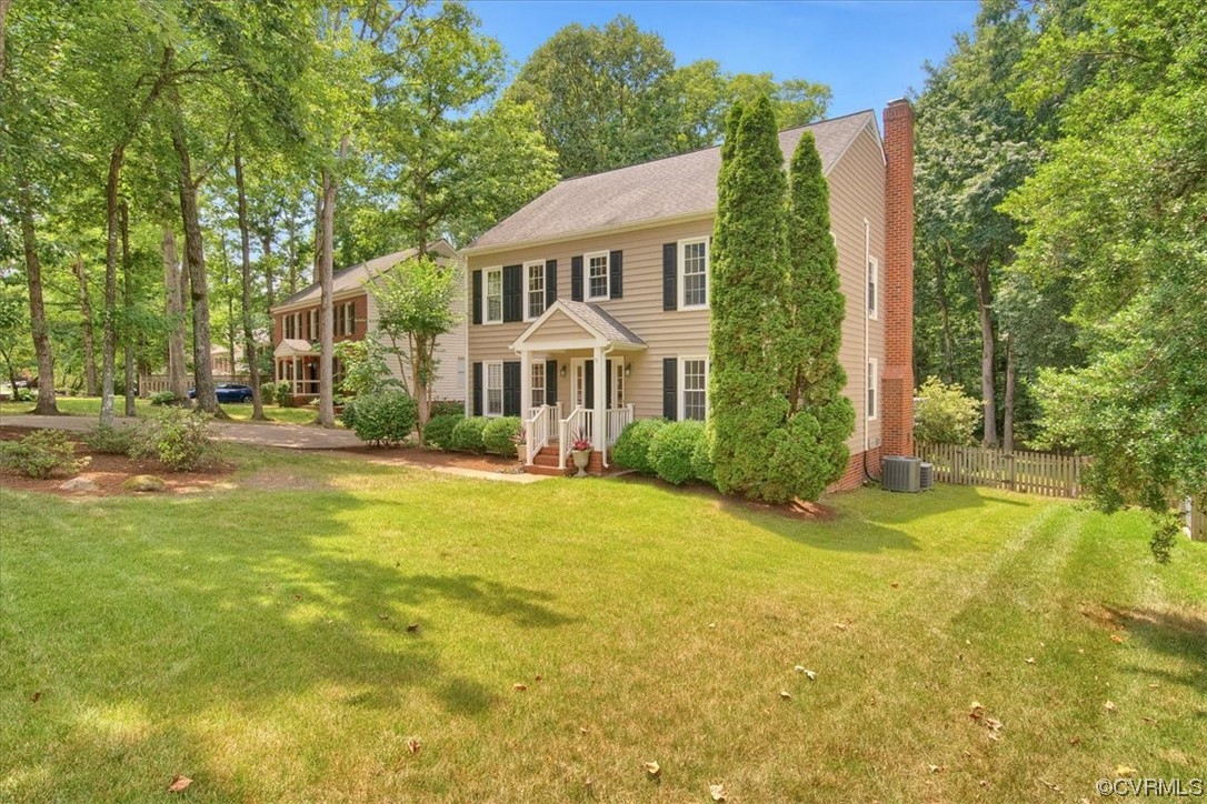 Colonial house with large front yard