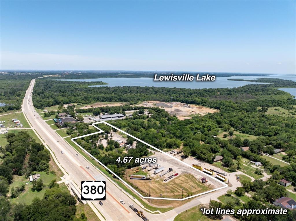 0 Us 380 & Trinity Road Denton, TX 76208 - Photo 6 of 29 Aerial view of property and surrounding area with a large body of water and property parcel outlined
