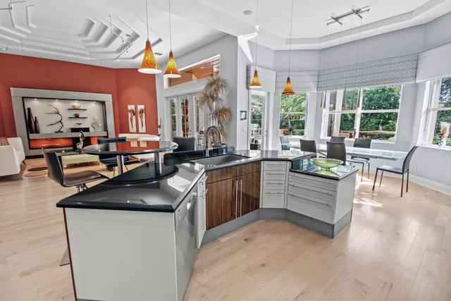 a living room with furniture