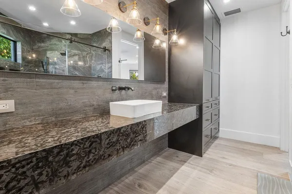 a bathroom with a sink and a bathtub