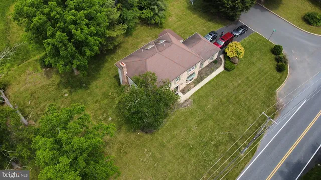 an aerial view of a house
