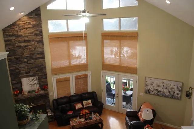 a living room with furniture