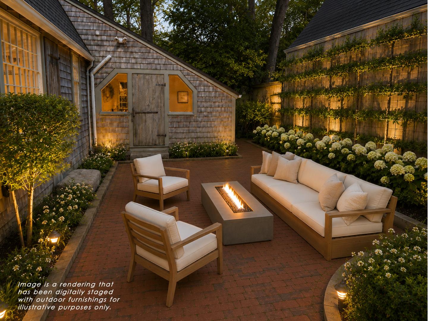 24 Milk Street Nantucket, MA 02554 - Photo 37 of 39 a view of a patio with couches table and chairs and potted plants
