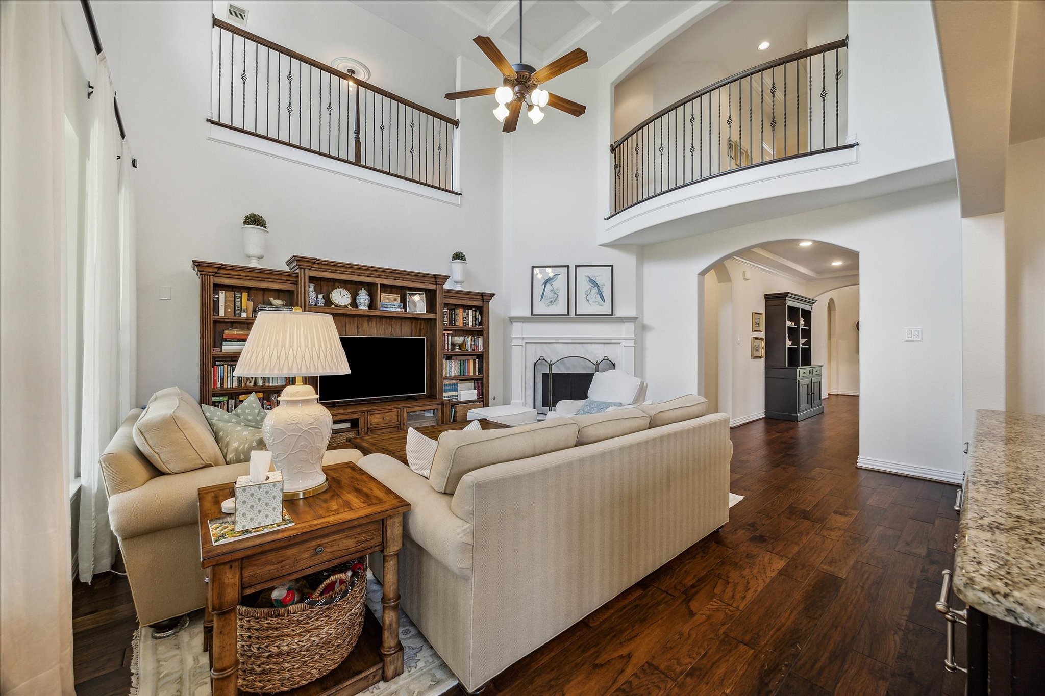 1515 Thornton Road Houston, TX 77018 - Photo 12 of 38 An additional perspective of the living room, illustrating the views from the upstairs corridor and game room.