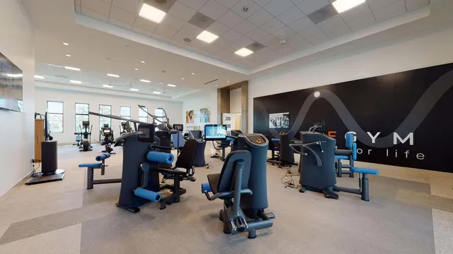 a view of a room with gym equipment
