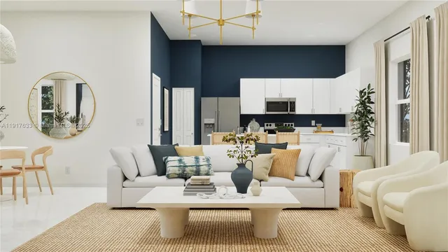 a living room with furniture