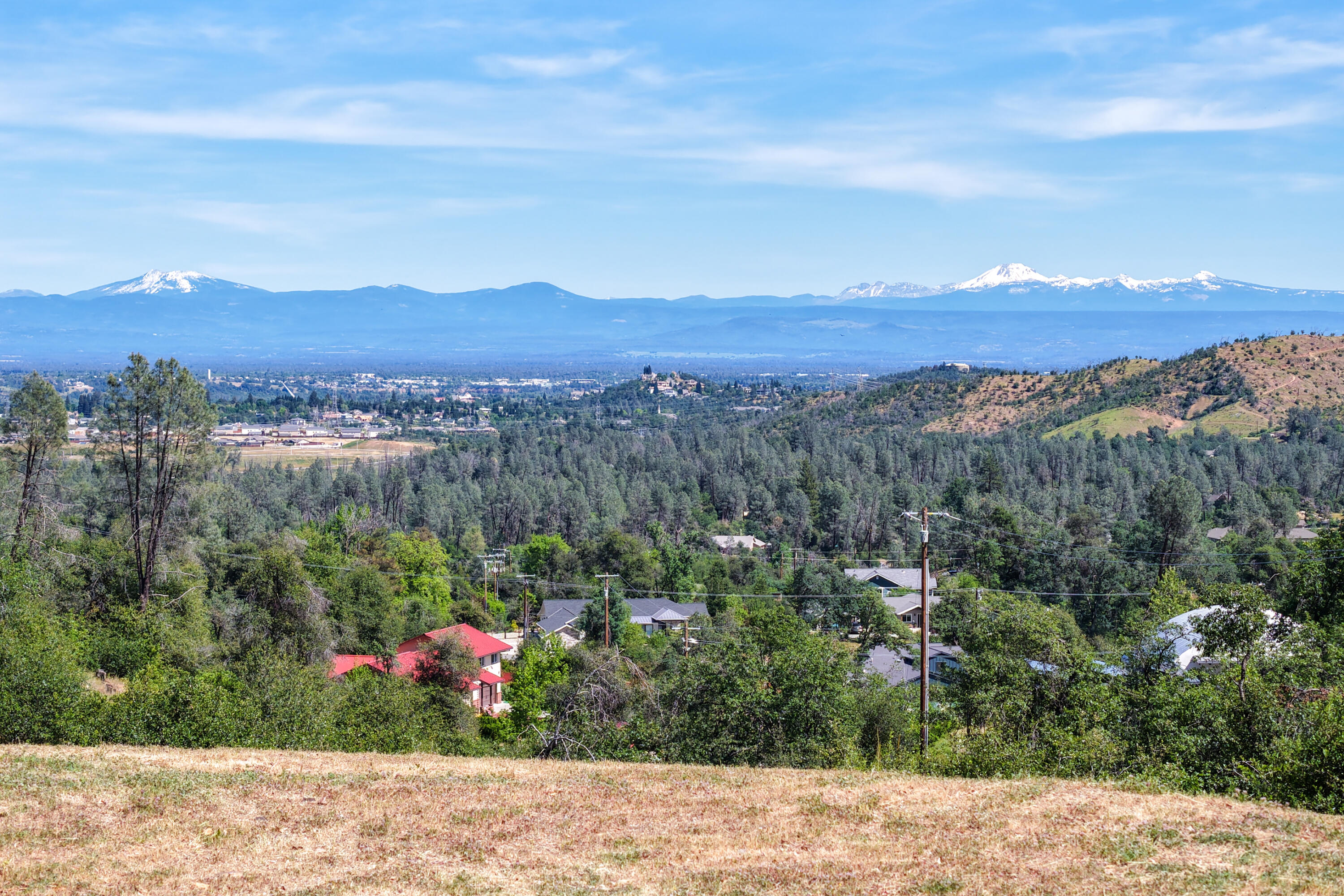 a view of a city with sunset view