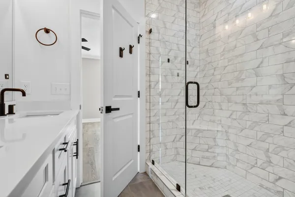 a bathroom with a shower