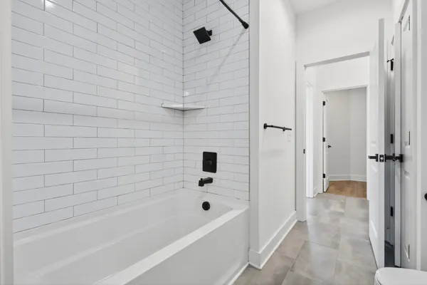 a bathroom with a bathtub