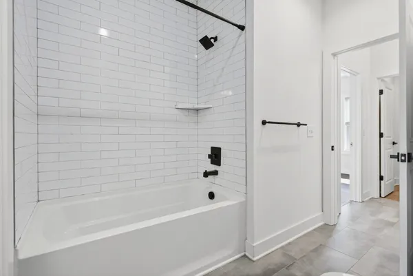 a bathroom with a bathtub