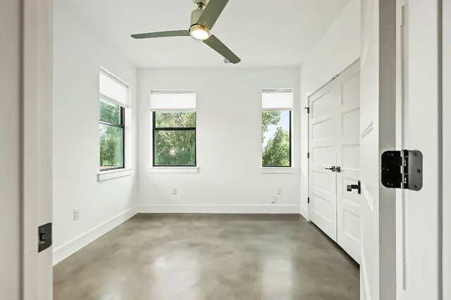 an empty room with closet