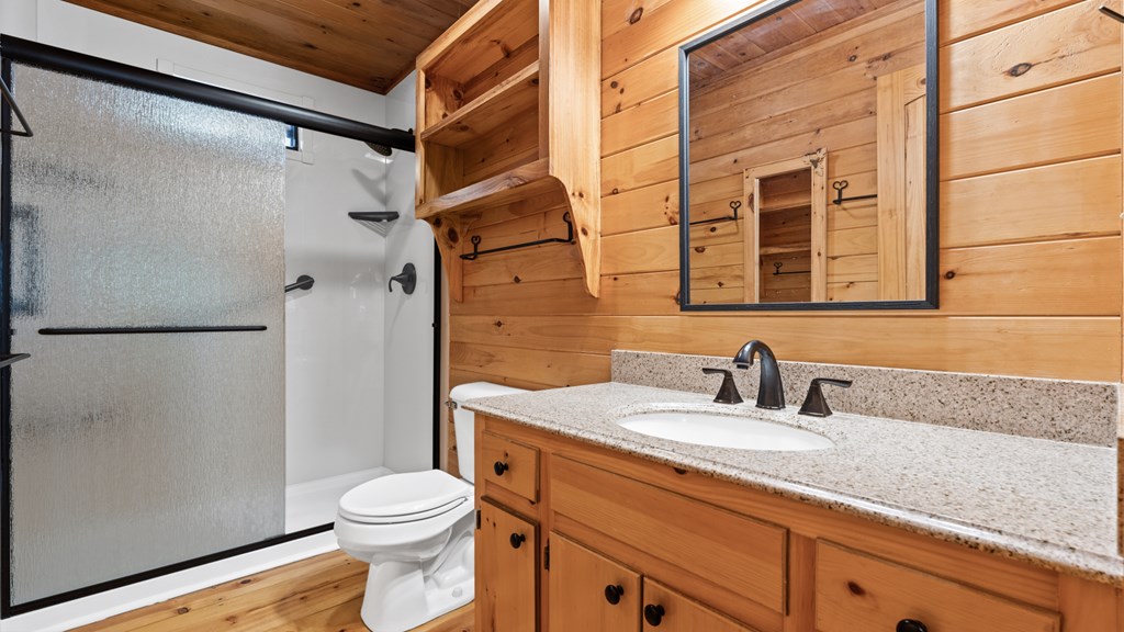 9 North Candice Court Blue Ridge, GA 30513 - Photo 12 of 34 a bathroom with a sink a toilet and shower