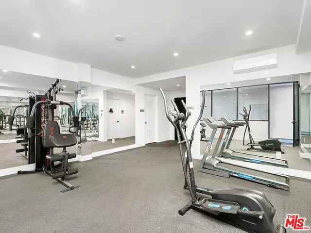 a view of a room with gym equipment