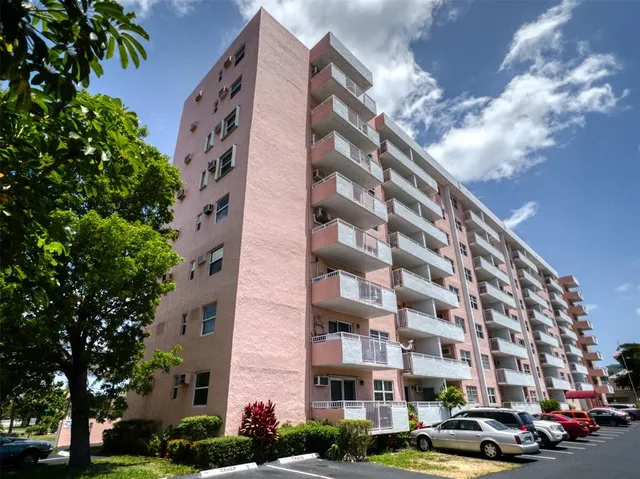 a front view of a tall building