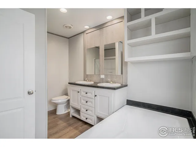 a bathroom with a sink a toilet and a vanity